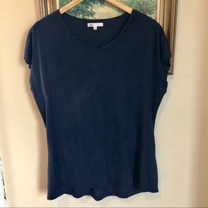 DR2 faux suede navy blue top